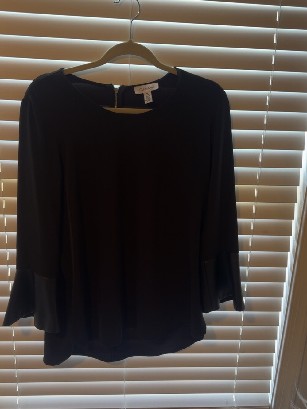 Calvin Klein Black Flare-Sleeve Women's Top